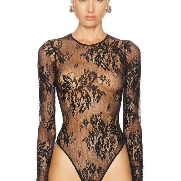 WARDROBE.NYC Black Sheer Lace Blouse - Picture 2 of 4